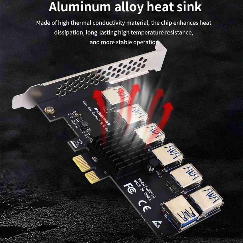 PCI-E to PCI-E Adapter Card 1 to 7 USB3.0 iser PCIE PCI for press 1x to 16x Graphics Card Dedicated Card Gold-Plated