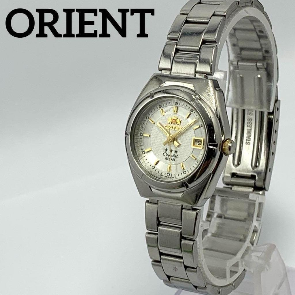 Used 766 [Battery Replaced and Cleaned] Working Item ORIENT Orient Ladies Watch Silver Date Quartz Popular Rare Vintage