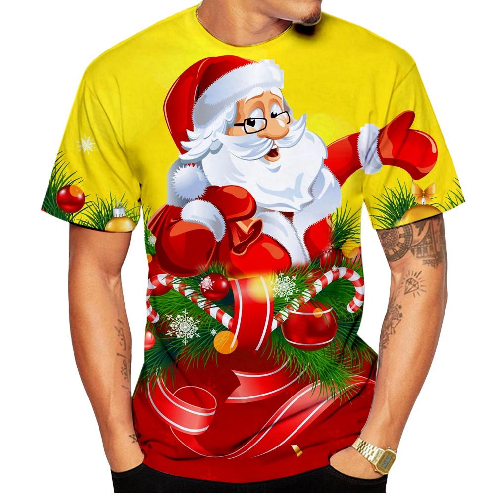 New Fashionable Christmas Casual 3D Printed Popular Personalized Printed T-shirt Santa Claus Parent-child Outfits