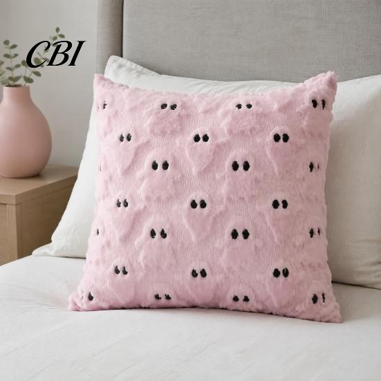 Halloween Party Supplies Ghost Cushion Cover, Plush Embroidered Throw Pillow 18x18 Cute Cover Inch Case for Home Sofa Bed Decor Holiday Covers