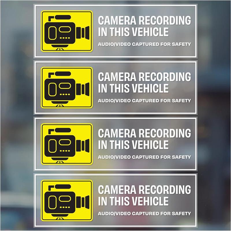4-Piece Vehicle Recording Stickers for Cars, Vans, Trucks, and Taxis