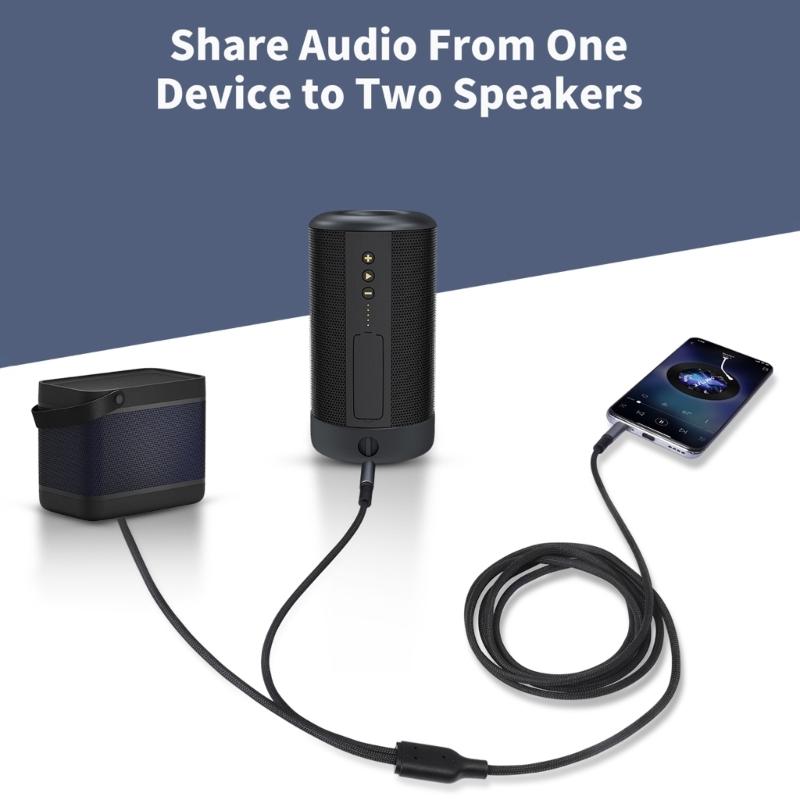 3.5mm TRS Y Splitter Adapter Cord Combines or Split Sound Signal for Speakers and Headphones Use with Music Player