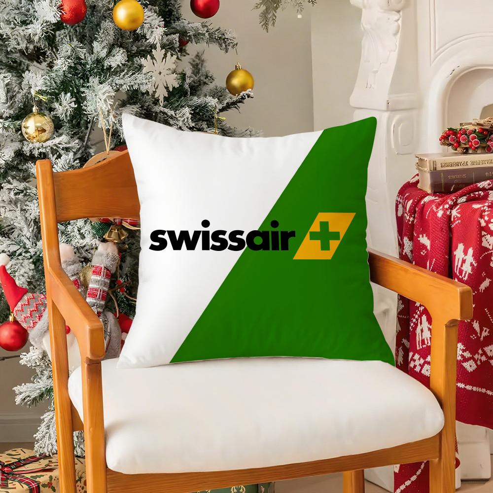 Travel Design S-Swissair Pillow Case Silky Short Plush With Invisible Zipper Dustproof Sofa Cushion Cover For Home Decor