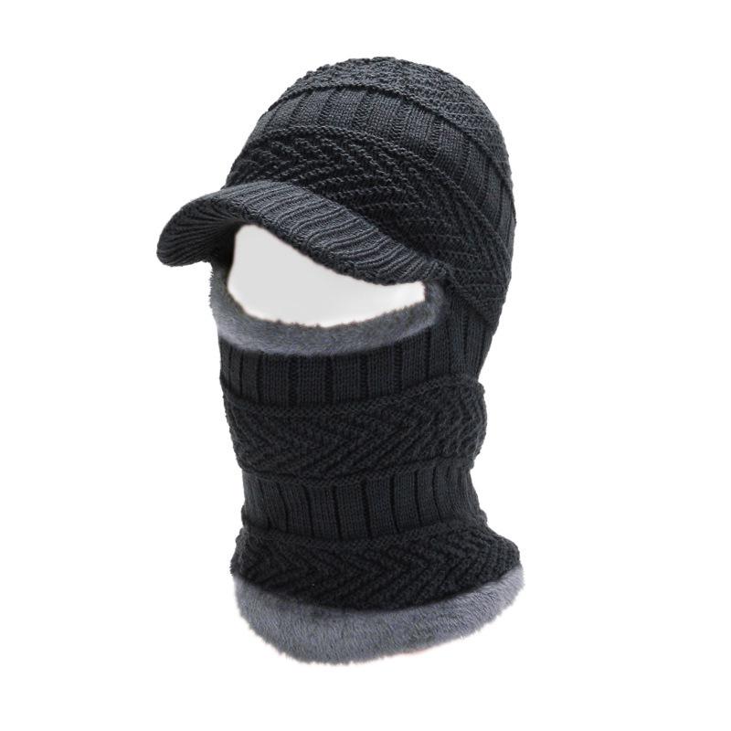 Men's Winter Wool Hat: Warm Knitted One-Piece with Face and Neck Protection for Outdoor Cycling