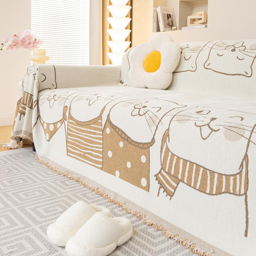 Chenille Sofa Cover Towel Sofa Seat Cushions Four Seasons Universal Sofa Cover Cover Double-Sided Full Cover Non-Slip Seat Cushion Cloth