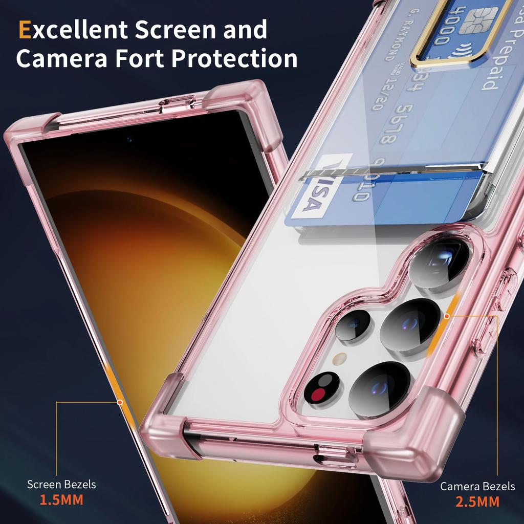 Akrylový Průhledný Držák Peněženka Slot na Karty Pouzdro na Telefon pro Samsung Galaxy S25 S24 S23 S22 S21 Note20 Plus Ultra Kryt