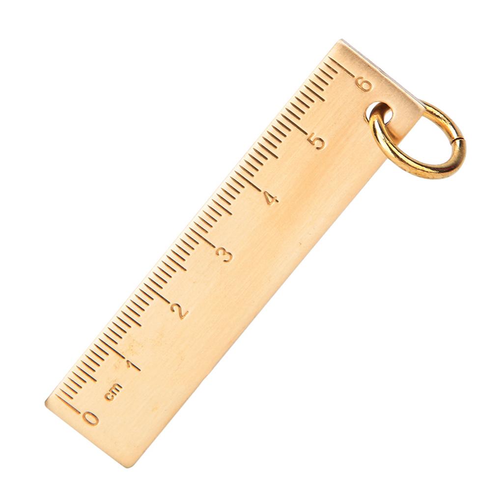 6cm Length 3mm Thickness Mini Brass Ruler Pendants Gift Office School Supplies