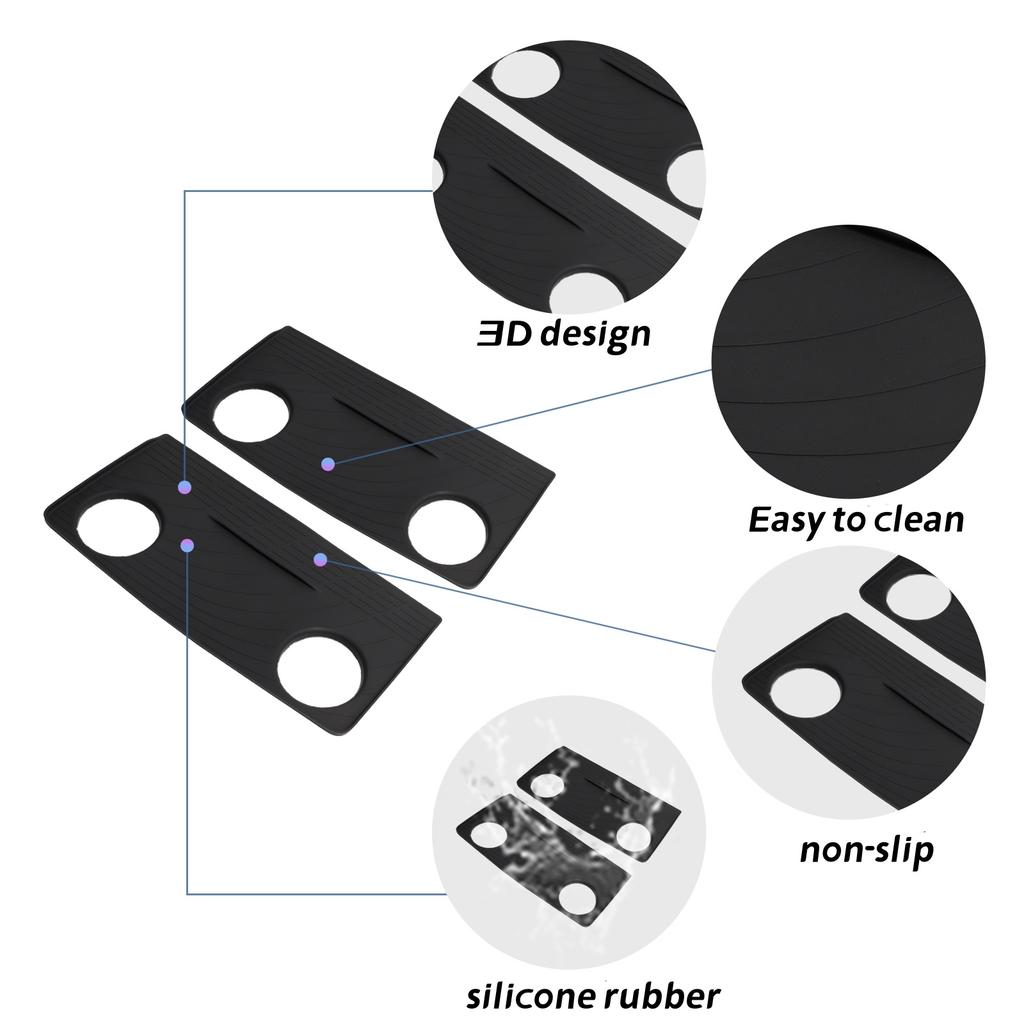 2Pcs Right Drive for Toyota Voxy/Noah 80Series 2014-2025 Car Table Mat Anti Slip Pad Shock-Absorbing Silicone Accessories Black