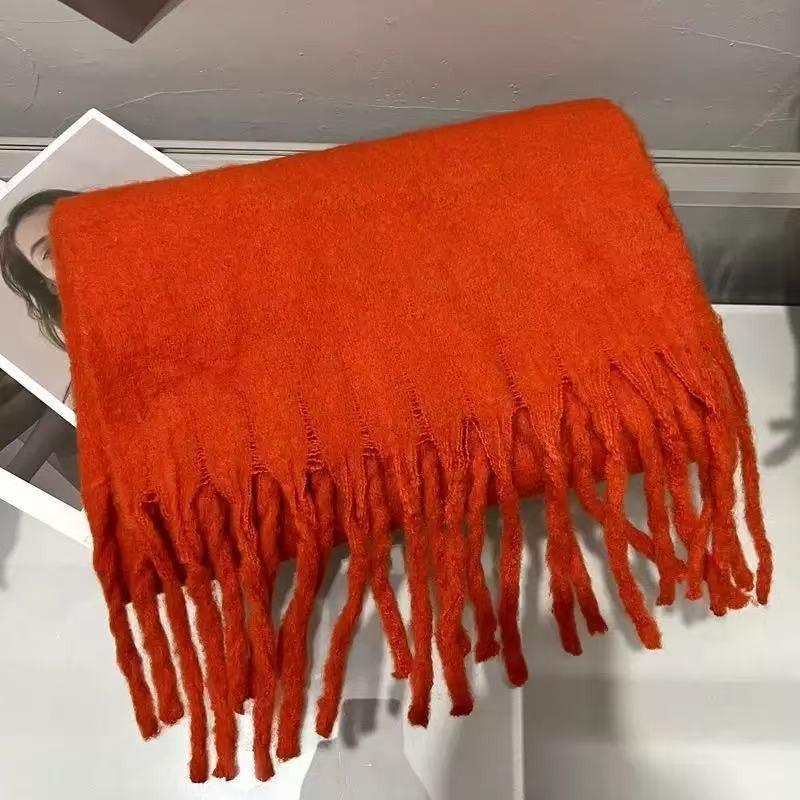Damen Grobstrick Mohair Schal - Einfarbig, 2024 Herbst/Winter Stola & Halswärmer