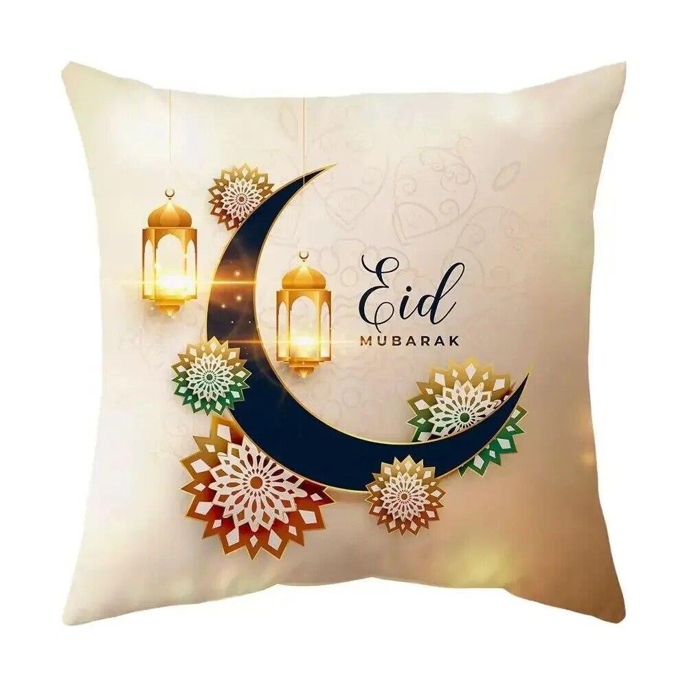 2024 Eid Mubarak Pillowcase Short Plush Comfortable Cushion Cover Islamic Ramadan Decorative Mosque Muslim Pillowcase Gift