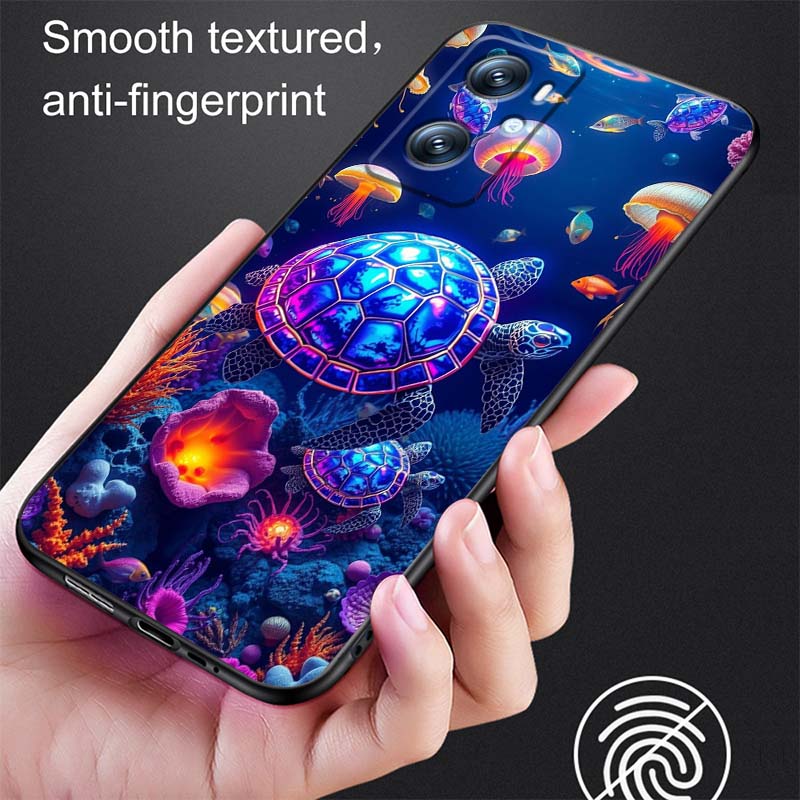 Cartoon Anime Turtle Elephant Phone Case For OPPO Reno 5 6 7 A96 A40 A58 Realme GT A74 A78 Neo2 A74 A78 Find X5 X3 X7 X8 Black