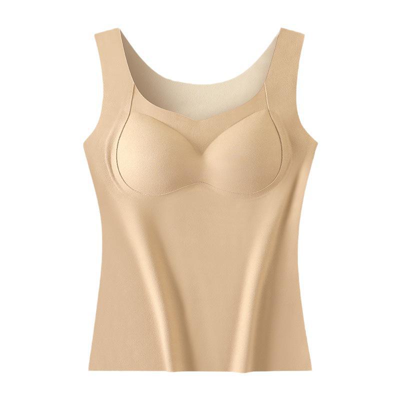 Colete feminino de veludo quente de dupla face com almofada de peito sem costura - roupa íntima ideal para outono e inverno