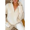 Frauen lose gestrickte Pullover Langarm übergroße hohe Kragen warme Pullover Mode weibliche Herbst Büro Casual Pullover Top Wolle Reißverschluss Anzug zweiteilig