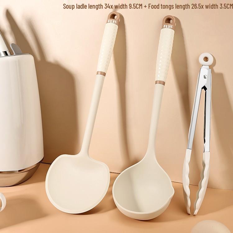 Silicone High-Temp Resistant Soup Ladle & Non-Stick Porridge Spoon with Anti-Scalding Handle.