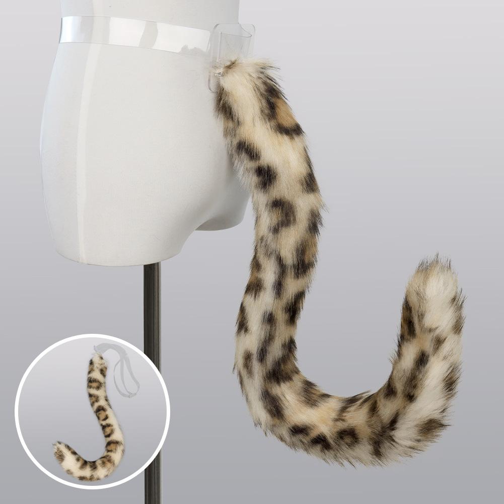 Yiran Sexy Lingerie Women's Handmade Simulation Leopard Tail Cute Plush Bobcat Tail Comic-Con Live Broadcast Props