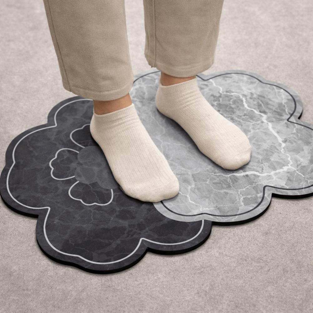 Modern Style Non-Slip Diatomite Bathroom Mat Wear-resistant Quick Dry Flower Door Mat Soft Water-absorbing Kitchen Rug Bathroom