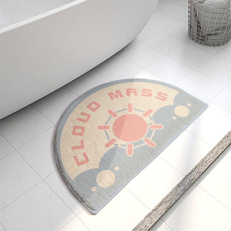 Ins Simple Semicircle Absorbent Bathroom Floor Mat Thickened Non-slip Carpet Toilet Washroom Toilet Door Mat