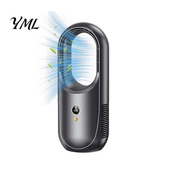 Quiet Bladeless Fan with Remote Desktop Air Purifier, 8-Speed USB Rechargeable Circulator Cooling 8H Timer, 90 Degree Oscillation for Bedroom