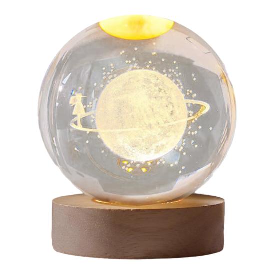 Faux Crystal Ball Night Light 3D Space/Cloud/Astronaut Engraved Clear Ball with LED Light for Bedroom Living Room Birthday Gift for Teens Boys Girls