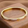 Htpwe Stainless Steel Shell Inlaid Zirconium Bracelet Women 18k Gold Couple Holiday Gift Non-Fading Bracelet Party Daily Zircon