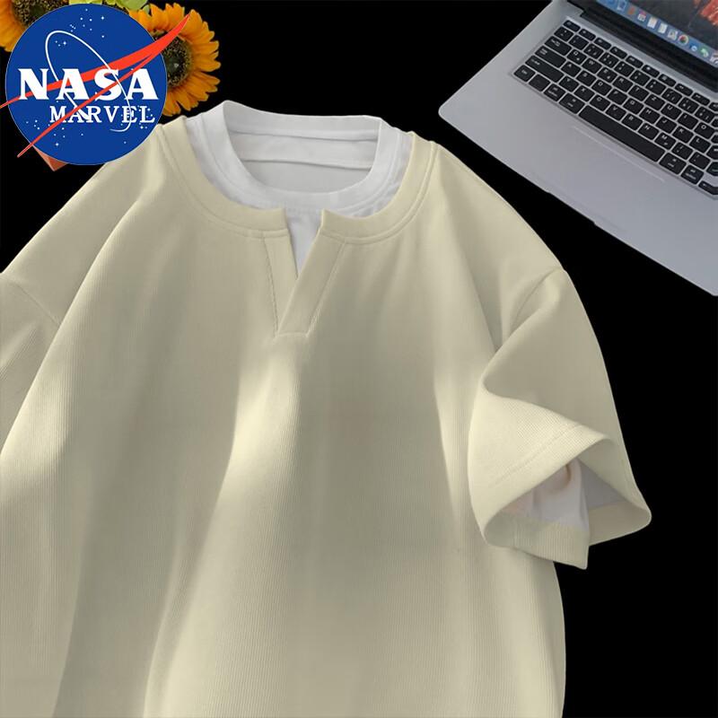 Мужская футболка NASA MARVEL с V-образным вырезом и коротким рукавом 4XL