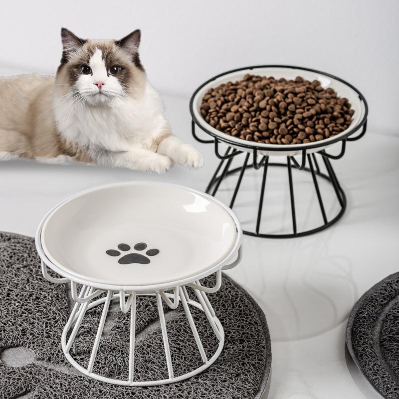 Keramická zvýšená miska pro mazlíčky Jídlo Voda Pamlsky Pro Kočky A Psa Kočičí Stojanová Miska Psí Potřeby Venkovní Krmení Pítka Příslušenství