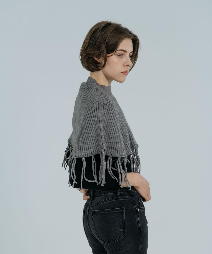 DOLIGRAM Cape Warmer Knit Shawl Gray
