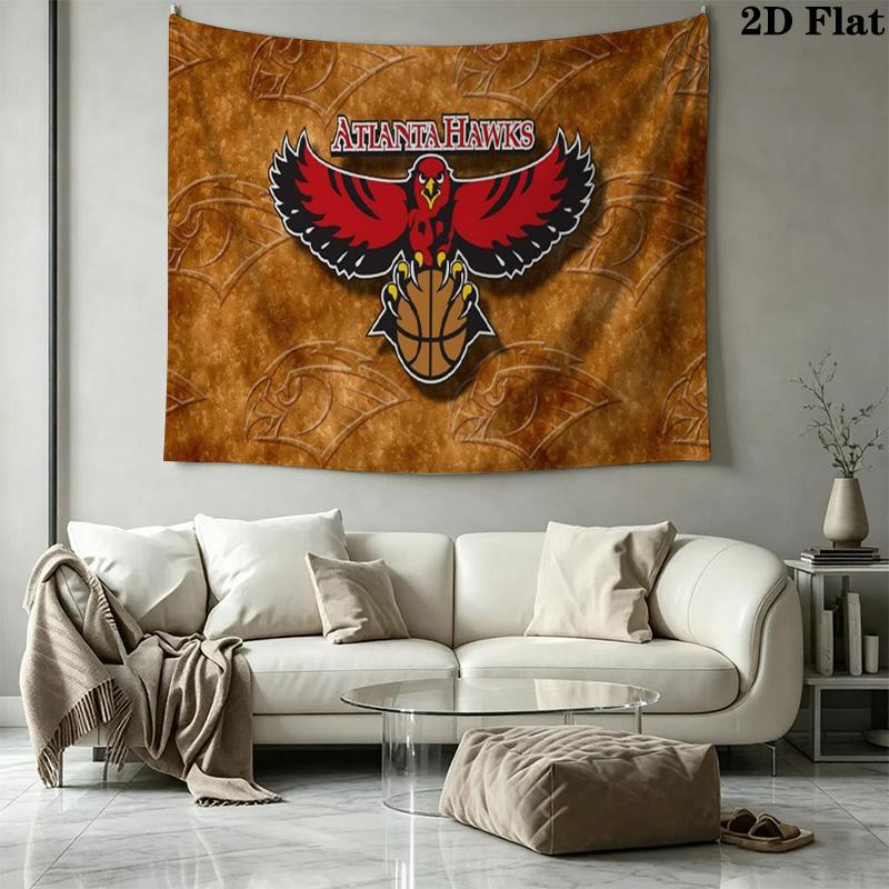 Atlanta Hawks Logo Wall Tapestry Aesthetic Wall Hanging Printed Fabric Blanket Decorative Tapestries for Bedroom Living Room Home Decor