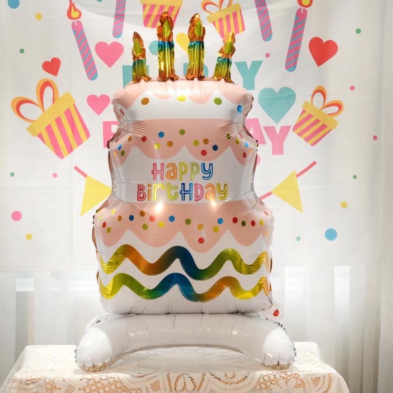 Large Cartoon Stand Cake Balloons for Kids' Birthday Party Decorations