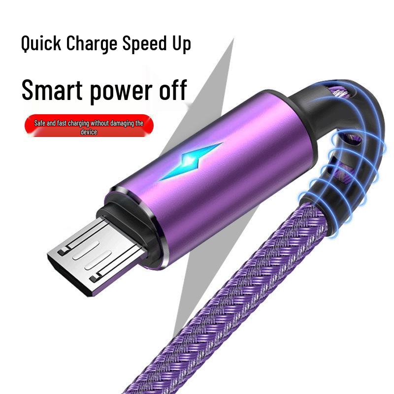 2m Schnelllade-Lightning-Atemlichtkabel für iPhone 7P/8P & Android Typ-C-Telefone