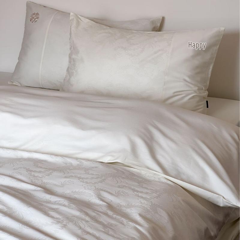 Lilang Lace Embroidered Dragon and Phoenix Bedding Set