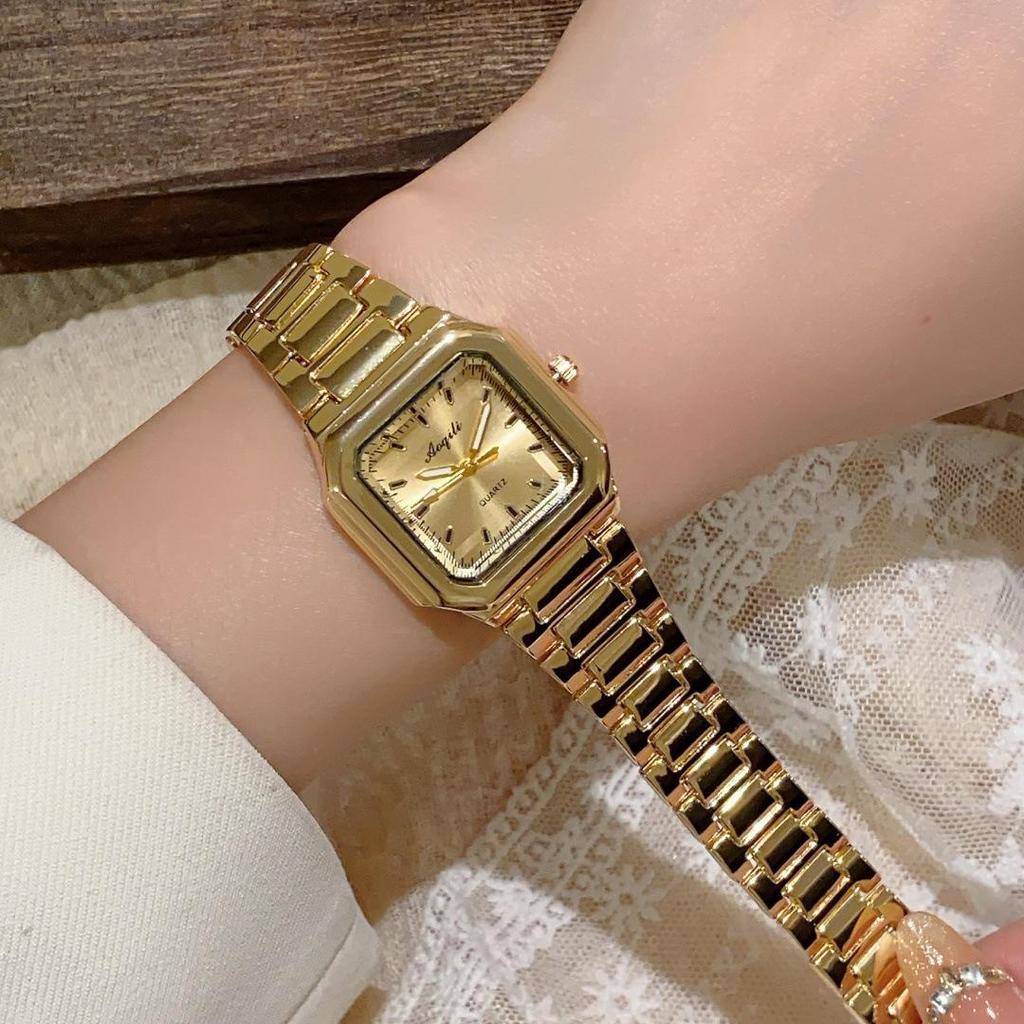 Elegant Gold Square Women's Quartz Watch - Chinese Style Business & Student Wear