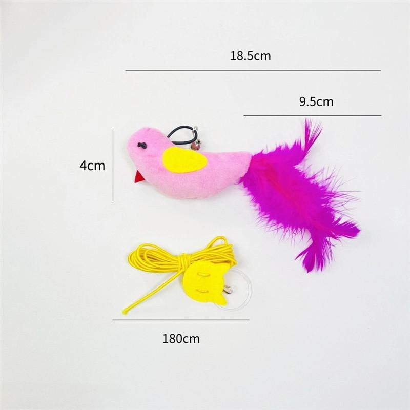 

Interactive Cat Toy Simulation Bird Plush Sound Hanging Cat Toy Feather Bird Cat Chew Bite Plush Toys Cat Supplies розовый