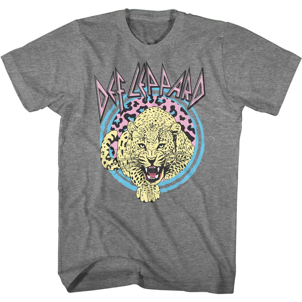 Def Leppard Pastel Colors Leopard Circles Men T Shirt Band Merch S