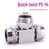 T-shaped Quick-Connect Pneumatic Fitting for High-Pressure Air Hoses, Nickel-Plated, Available in 4-12mm.