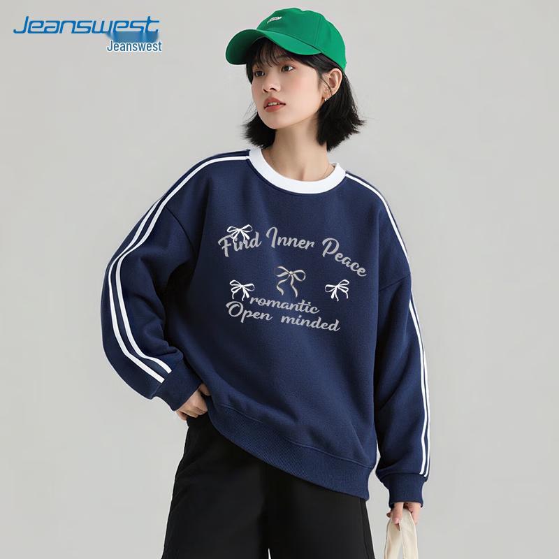 Jeanswest Women's Butterfly Bow Loose Round Neck Sweatshirt