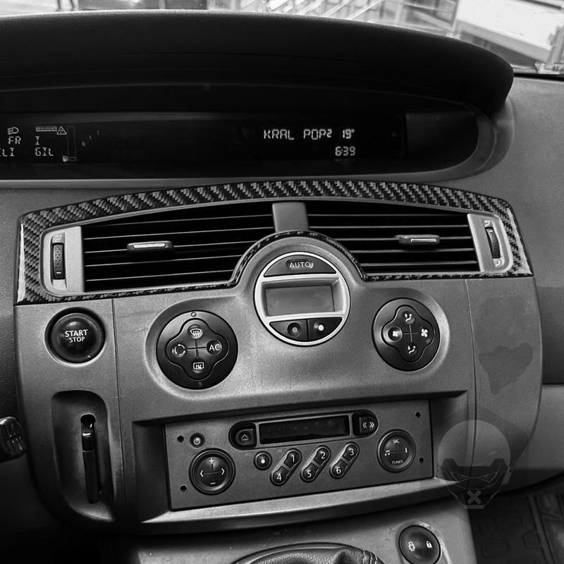 For Renault Scenic 2003-2009 Carbon Fiber Central Air Conditioning Vent Panel Cover Car Accessories Interior Decorative Stickers