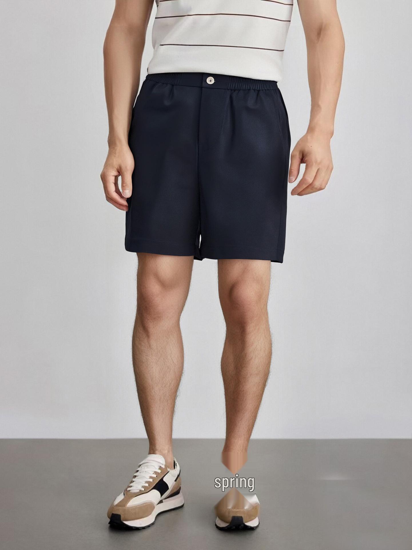 

240G Men s Straight Wide Leg Cotton Shorts - Elastic Waist, Mid-Length, Summer Comfort, Versatile and Casual XXXL: 170-185 lbs чёрный
