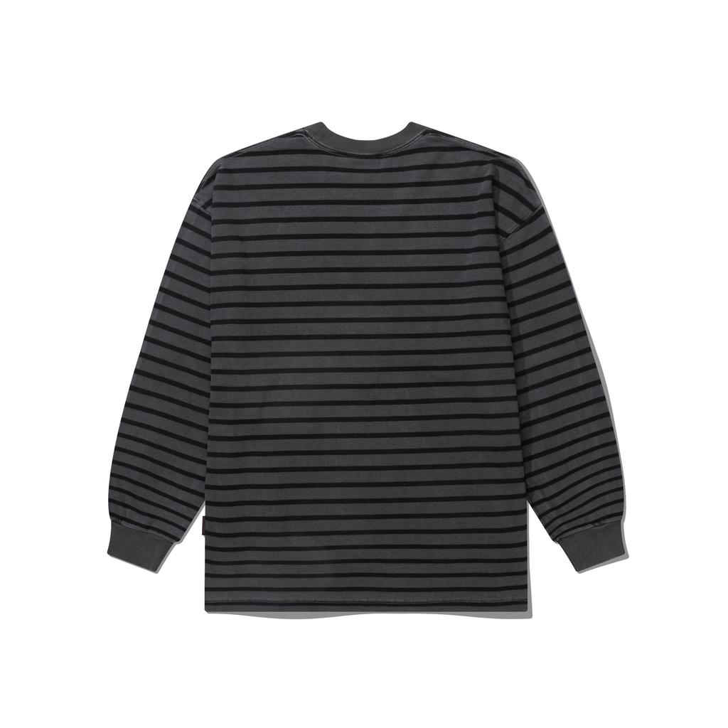 PSSHOPPER Pigment Stripe Long Sleeve [Dark Gray]