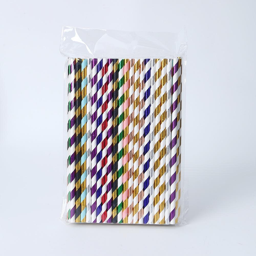 Biodegradable Colorful Striped Paper Straws - Eco-Friendly Disposable Kraft Straws
