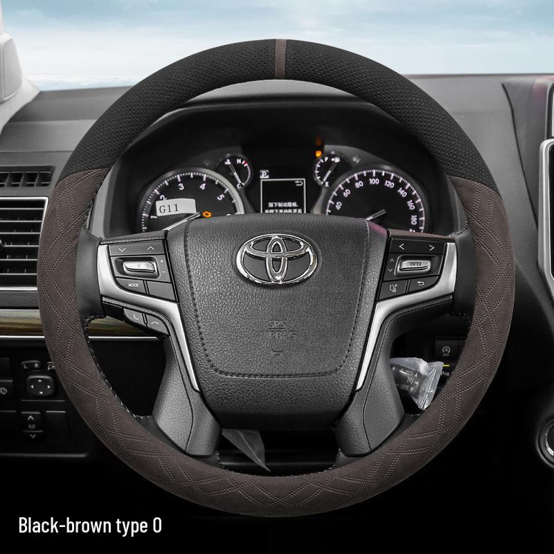 Suede Steering Wheel Cover for Toyota Prado, Camry (6th & 7th Gen), Reiz, Land Cruiser, and Land Cruiser Prado