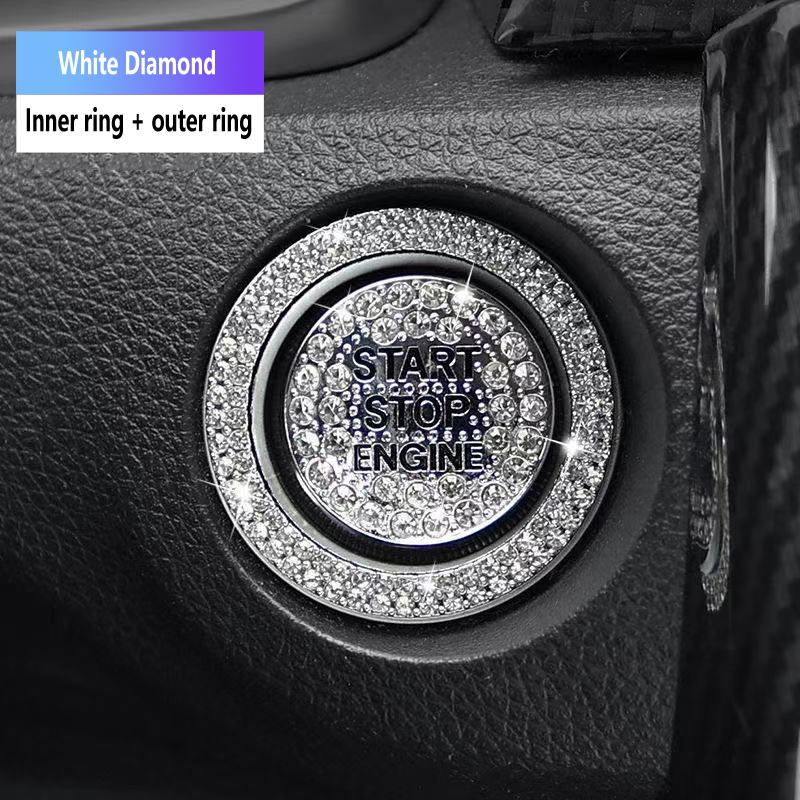 

Підходить для Mercedes-Benz BMW Car One-Key Start Decorative Ring Diamond Crystal Button Decoration Stickers Автомобільні прикраси White Diamond