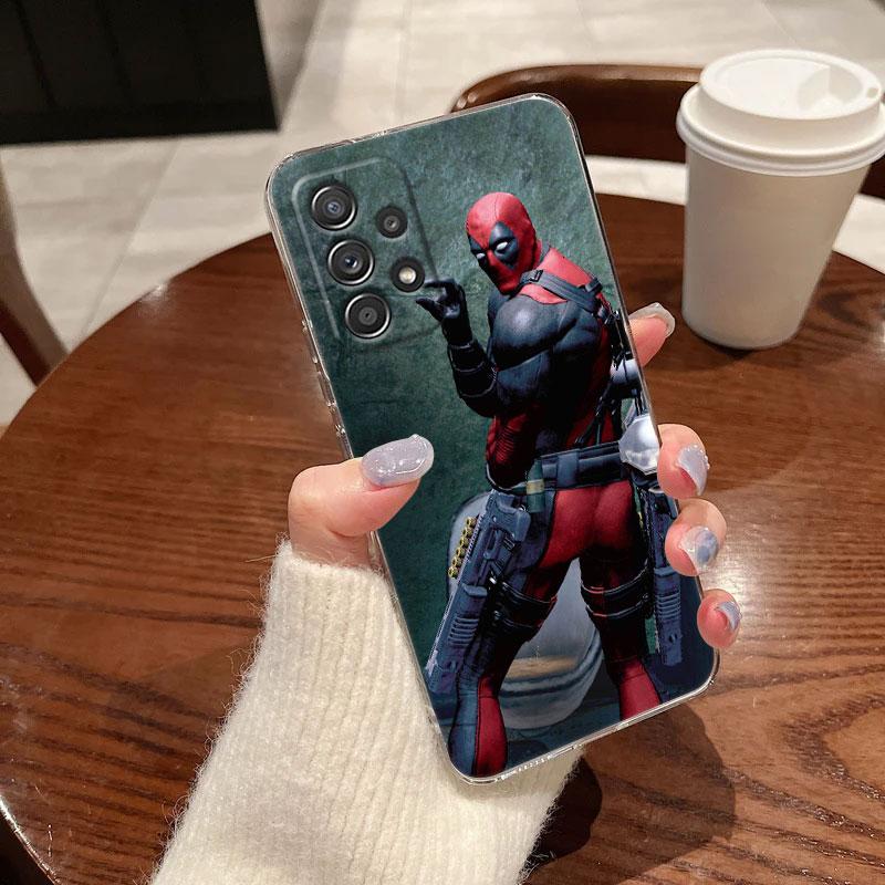 Funda Transparente Divertida de Marvel Deadpool para Samsung Galaxy A57 A37 A56 A36 A55 A54 A35 A26 A07 A17 A16 A06 A36 A15 Funda Suave de Deadpool