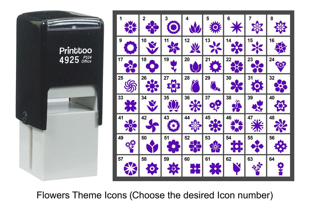 Printtoo Flowers Theme Icons Rubber Stamp Self Inking Stamper 24 Mm
