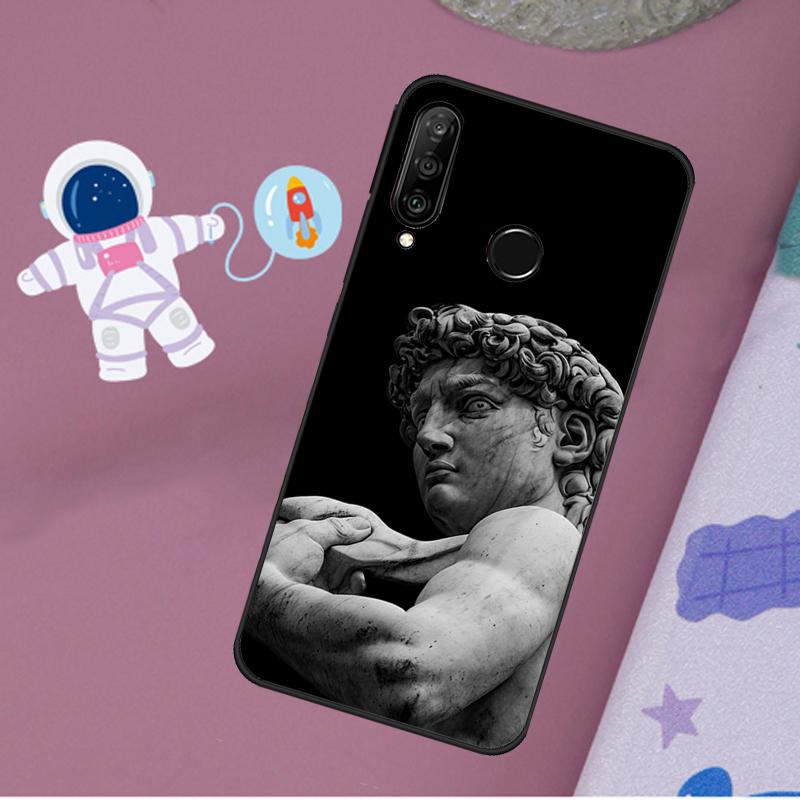 Greek Aesthetics Plaster Statue For Huawei Nova 12s 12i 11i 8i Y73 Y72 Y61 Y91 Y90 Y70 Y60 9 10 SE P30 P40 Lite P60 Pro Case