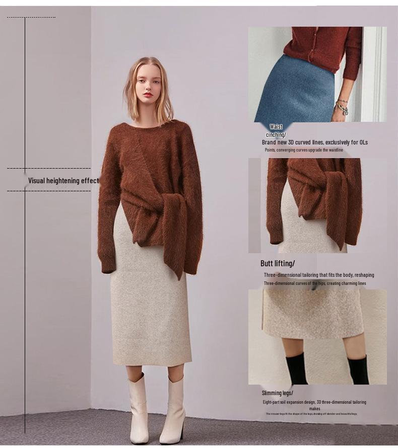 Women's High-Waisted Wool Midi Skirt - Retro A-Line for Autumn/Winter