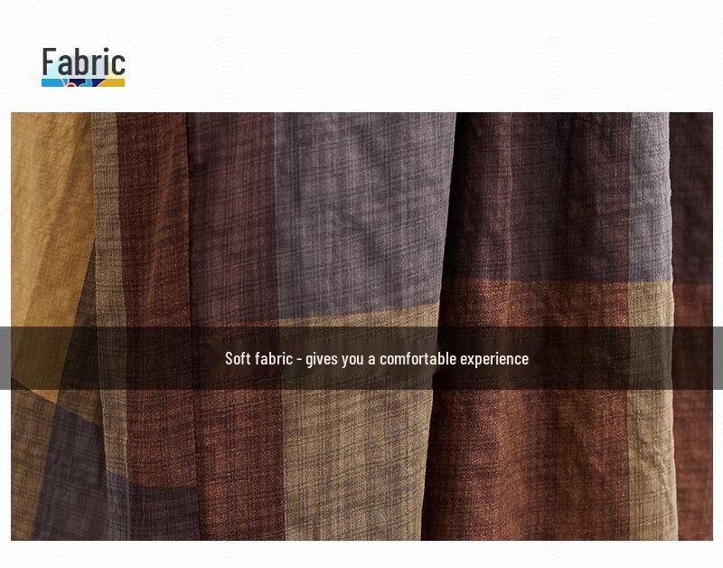 2023 Spring/Summer Plus Size Women's Cotton Linen Print Midi Dress - Short Sleeve