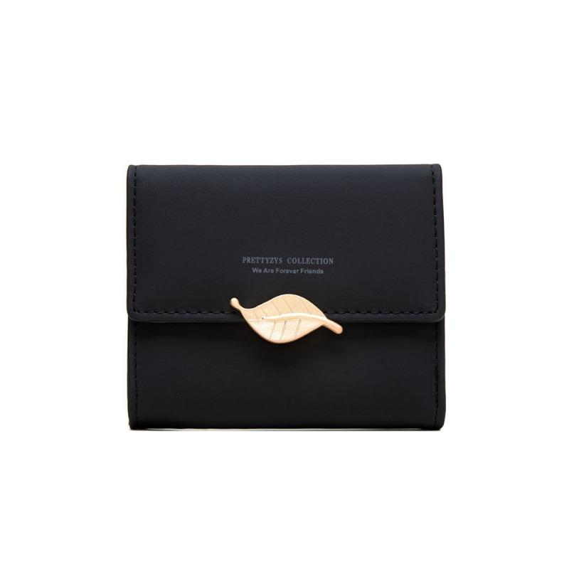 Damen Kurzportemonnaie Einfarbige Personalisierte Blatt-Schnalle Damen Handheld Beschneidungs-Clip