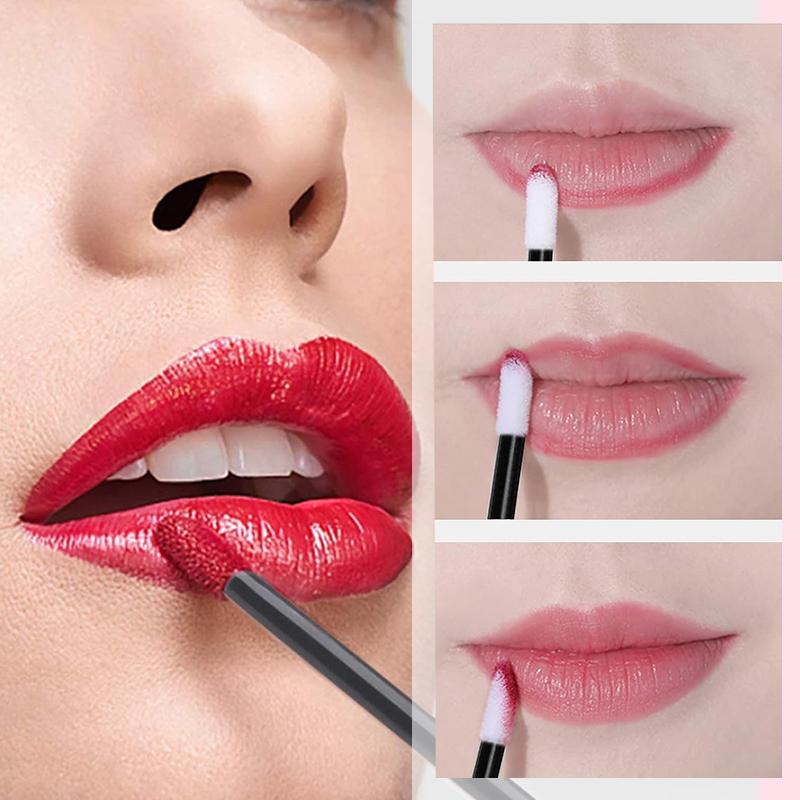 50 Pcs Disposable Lip Gloss Stick Applicator Lipstick Wands Set Cosmetic Tools Lip Brush Makeup Tools Hollow Lip Wands Nylon