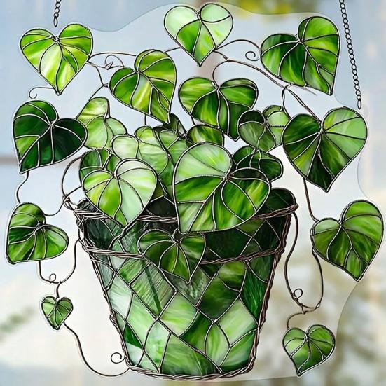 Acrylic Garden Sign with Potted Plant Pattern Weather-Resistant Outdoor Pendant 2D Lawn And Patio Decor for Home Celebration And Garden